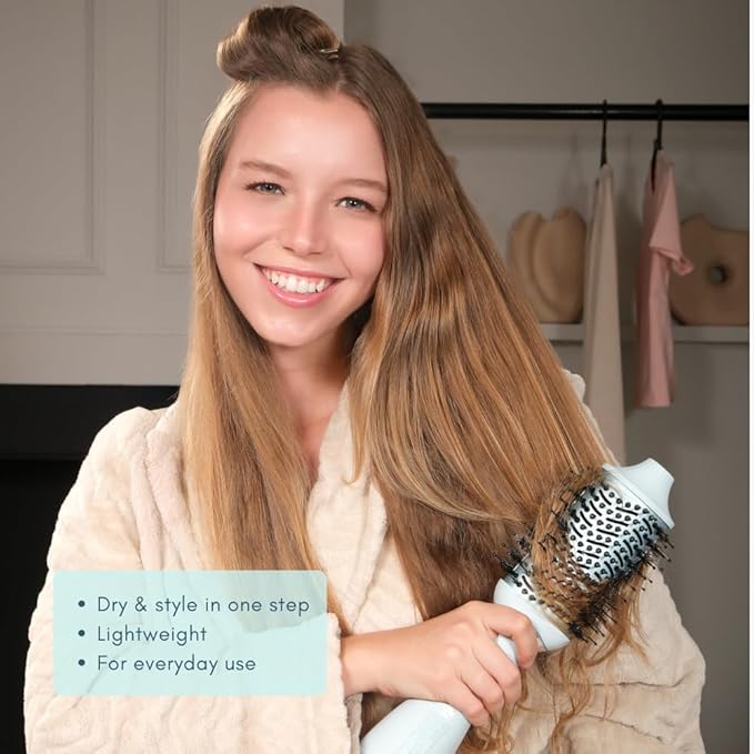 Taiff Blow Dryer Brush | 2 in 1 Hot Air Brush and Hair Dryer with Tourmaline and Ionic Technology | 1200W Fast Drying DC Motor | Removable Head | Hair Styling Tool for Smooth Frizz Free
