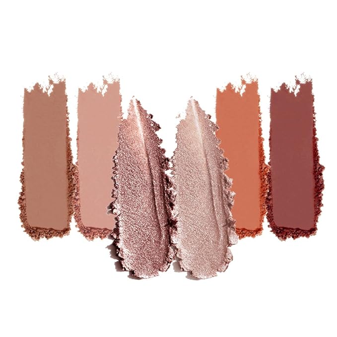 Matte Shimmer Glitter Mini Eyeshadow Palette – 6-Color Warm Caramel Rust Eye Shadow Kit, High Pigment Long-Lasting Waterproof Nude Brown Smokey Eyes Makeup Palette for Daily Wear & Soft Glam Looks