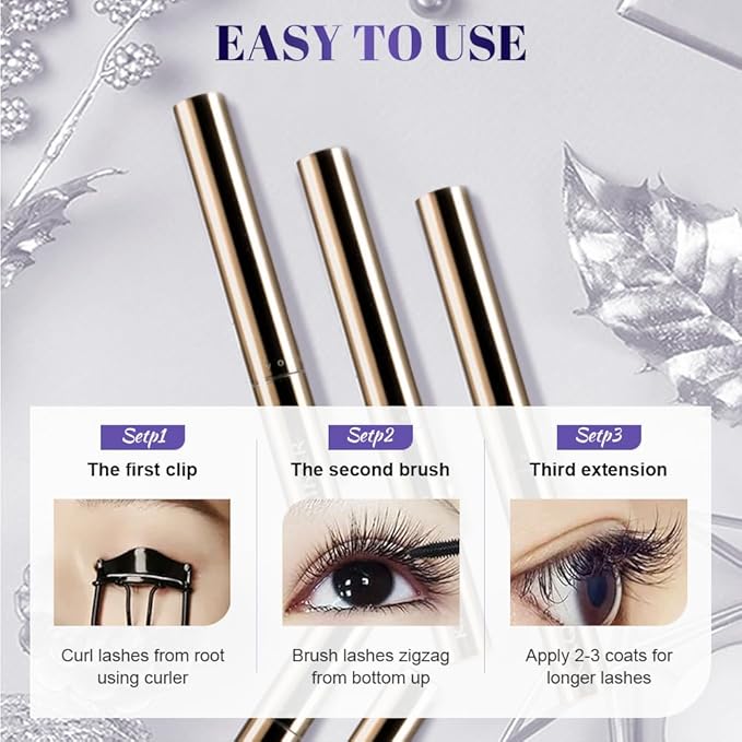 Waterproof Mascara Black, Upgrade 3D Quick Drying Curling Iron Wand Mascara, 2026 New Lengthening Tubing Mascara No Clumping, Curling Luxe Mascaras for Valentine's Day Gifts (Black+Brown)