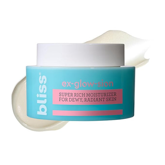Bliss Ex-glow-sion Super Rich Face Moisturizer for Dewy, Radiant Skin | Advanced Shea Butter Nourishes & Hydrates | 100% Vegan and Cruelty-Free | 1.7 fl oz
