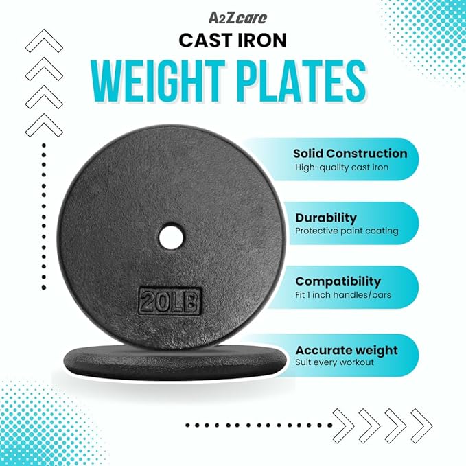 A2ZCARE 1 inch Weight Plates Set 1.25 lbs 20 lbs, 1 inch, 1 inch