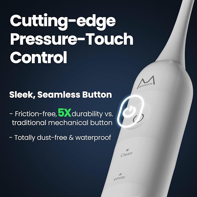 Electric Toothbrush, Marlincare Electric Toothbrush for Adults 180 Days Battery Life Rechargeable with 5 Modes, 48000VPM Motor Smart Timer IPX8, Sonic Toothbrush with 4 Brush Heads &Travel Case, White