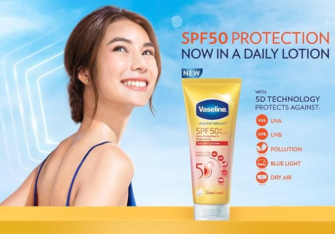Vaseline Healthy Bright SPF50 + PA++++ Daily Protection & Brightening Serum, Size 300ml,10.14 Fl Oz (Pack Of 1)