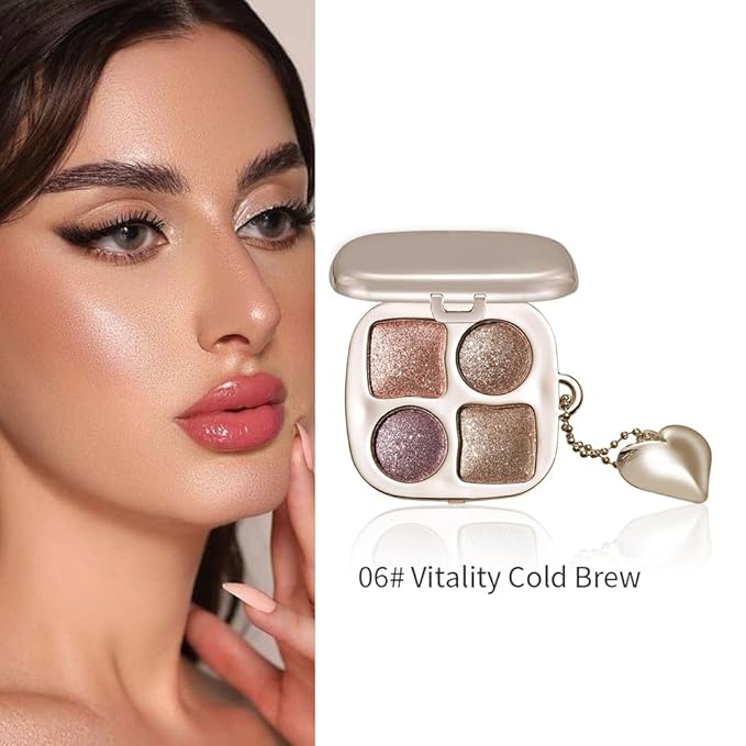 Metallic Rose Gold Shimmer Eyeshadow Palette with Mirror – Blendable Long-Lasting Glitter Glam Makeup, Festive Party Eye Look, Perfect for Blue, Green & Brown Eyes Paleta de Sombras de Ojos