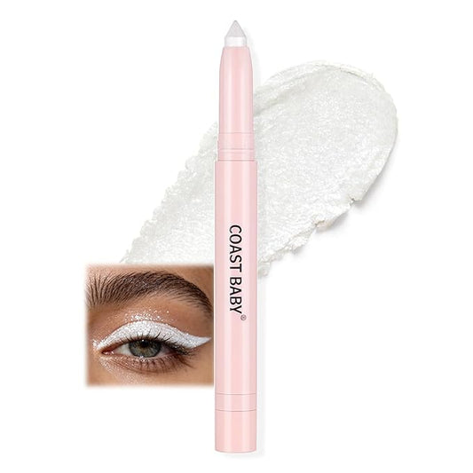 2in1 Cream Eye Shadow Brightener Sticks for Eyes, Neutral Highlighter High Pigmented Makeup with Blending Brush & Built-in Sharpener, Long Lasting Eye Makeup sombras en crema para ojos #white