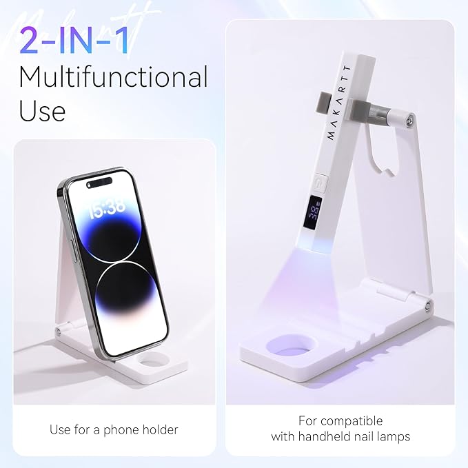 Makartt UV Nail Lamp Stand: Foldable, 360° Adjustable Rotation, Portable, Handsfree, Convenient for Gel Nails Polish Painting Home Salon Manicure
