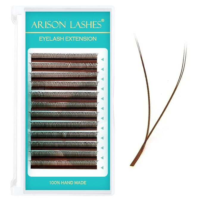 YY Lashes Extensions Premade Fans Pre Fanned Volume Lash Extensions Y Shape Eyelash Extensions (Brown-0.05D 8mm)