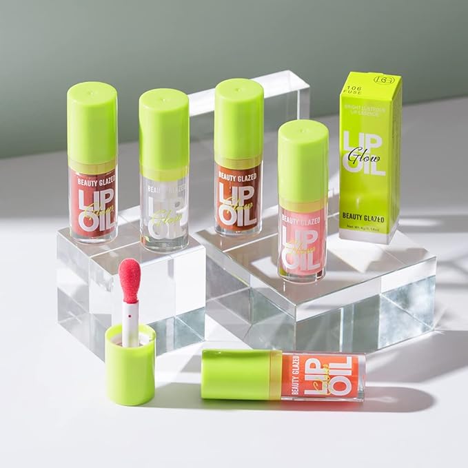Beauty Glazed Big Brush Head Lip Oil, Ultra-Hydrating & Nourishing, Smooth Glossy Finish Lip Glow Oil, Shiny and Vegan Tinted Lip Gloss, Non-Sticky Formula (1, 106# FUSE)