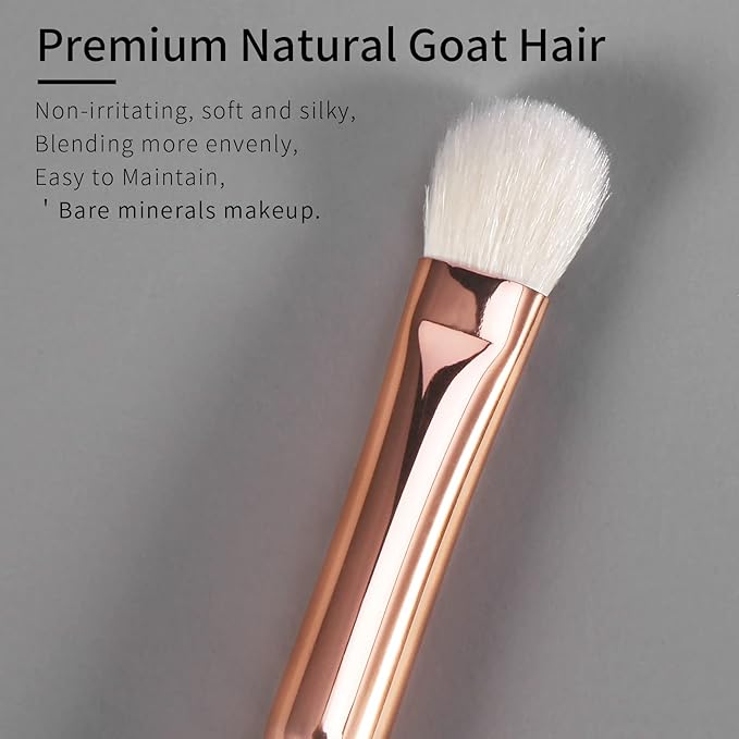 ENZO KEN Medium Smudge Eye Shadow Brush - Natural Goat Hair Eyeshadow, Shader and Smudge Brush. Single, Pink. E403M