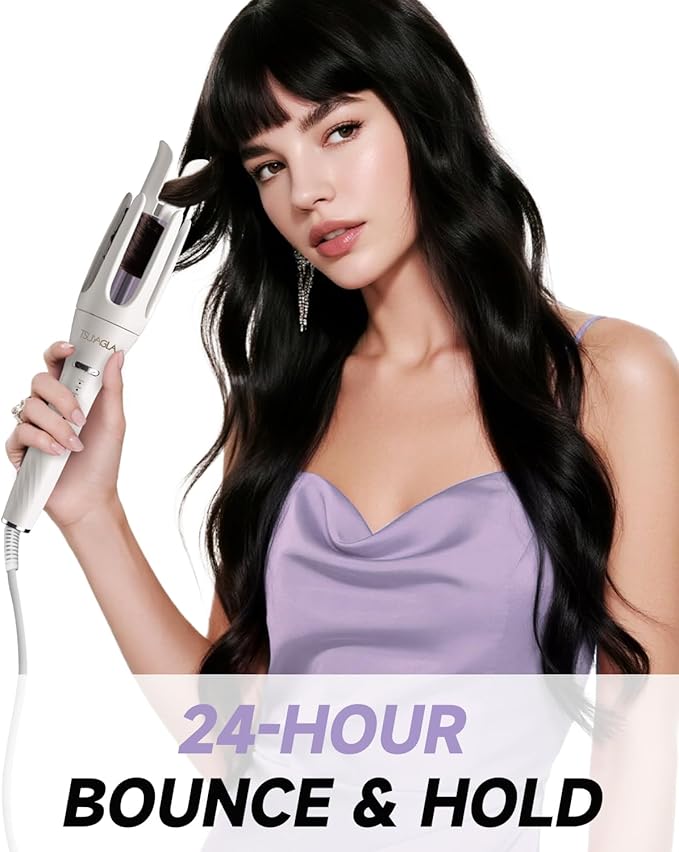 3 in 1 Automatic Curling Iron, Hair Curlers with 3 Curling Barrels (1" - 1.25" - 1.5"), Rotating Curling Iron with 3 Temp, 2-Way Rotation, 10S Fast Heating, Anti-Scald, Dual Voltage, White