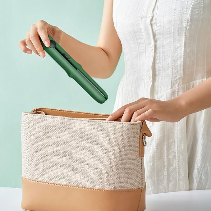Upgrade 2-in-1 Curling Wand and Flat Iron, New Dual-Purpose Straightener and Curler, Portable Travel Styling Tool for All Hair Types (Light Green)