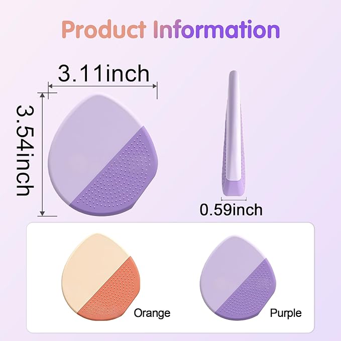 Silicone foundation brush with flat head, seamless even application, long-lasting wear, flawless lightweight makeup base tool (Purple)