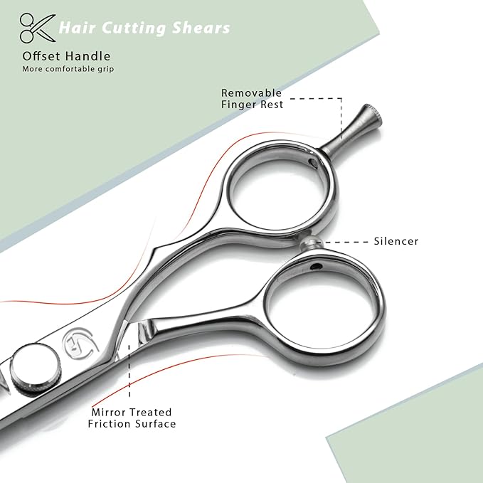 Hair Cutting Shears 6 Inch Professional Barber Scissors with Japanese 440C Stainless Steel and Razor-Sharp Convex Blades Hairdressing Hairstyling Haircutting Scissors for Salon and Home Use