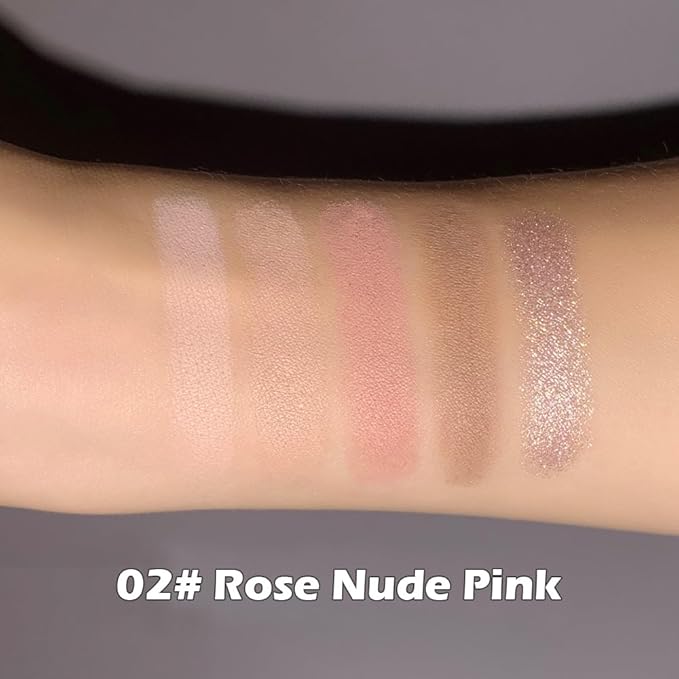 Rose Nude Eyeshadow Palette, 5 Colors Pink Brown Matte and Rose Gold Shimmer, Soft Glam Neutral Shades with Mauve Tones, Highly Pigmented Long Lasting Blendable for Daily Natural Makeup, 2#