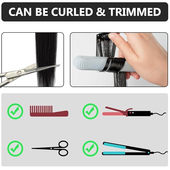 Colored Hair Extensions 14 PCS, 22 In Black and White Clip in Hair Extensions Party Highlights, White Black Long Straight Synthetic Hairpieces for Girls Women Kids Gift(Black White)