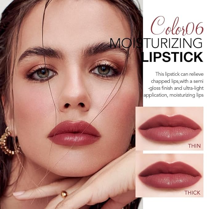 HHLTOH 2Pcs Tinted Lip Balm Moisturizing Lipstick – Waterproof Hydrating Matte Lip Balm for Women,Creamy Natural Color Stain for Dry Lips,Soft Matte Finish (2# Cinnamon Nude Brown & 6# Vivid Rose Red)