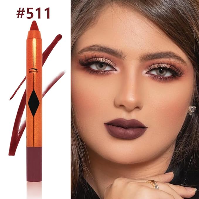 Rust Red Lip Liner Pencil, Smooth Matte Lipstick Crayon with Lip Pencil Sharpener for Women, Velvet Smudge Proof Smudgeproof Waterproof No Transfer Makeup Forever Lipliner 511#