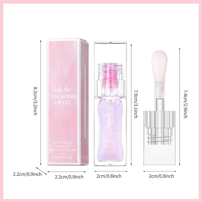 Erinde Magic Color Changing Lip Oil, Moisturizing Lip