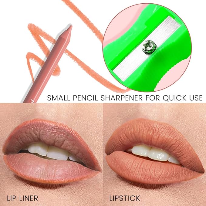 evpct 1Pcs Natural Orange Matte Long Lasting Lip Liner Pencils Makeup for Shaping & Sculpting Lips, No Transfer Long Wear Waterproof Pigmented Lip Liner lipliners Crayon Lipstick Pencil Sharpener 07