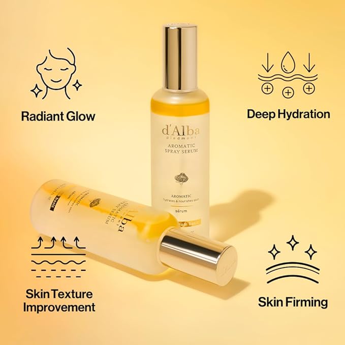 d'alba Piedmont Italian White Truffle First Aromatic Spray Serum, Fragrant VEGAN Glowy Antioxidant Face Mist, Deep Hydration Skin Firmness, Korean Skin Care (4.05 fl.oz)