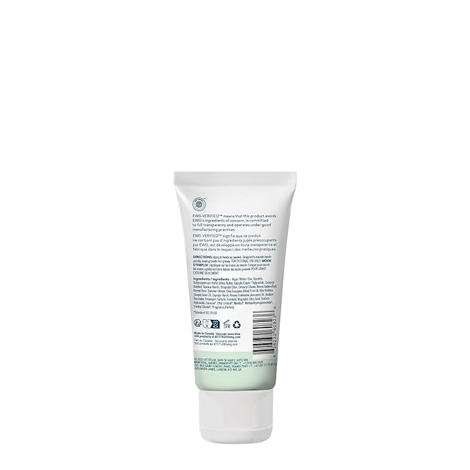 ATTITUDE Hand Cream for Sensitive Skin with Oat, EWG Verified, Dermatologically Tested, Vegan, Fresh Apple Scent, 2.5 Fl Oz