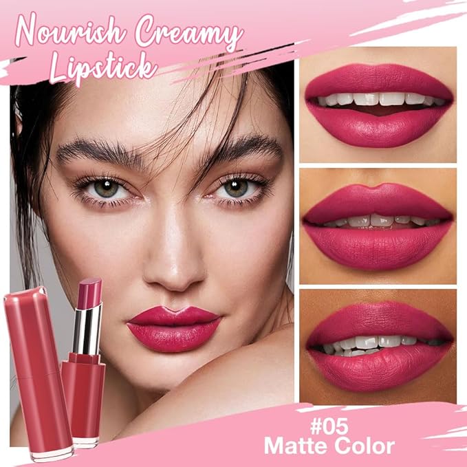 HHLTOH 2Pcs Honey Lipstick Tinted Lip Balm Set - Matte Tint Cream Lipsticks for All Skin Tones,Hydrating Lip Stain,Can be Buildable Nourishing Moisturizing Suitable for Women to Every Day Makeup 05&08