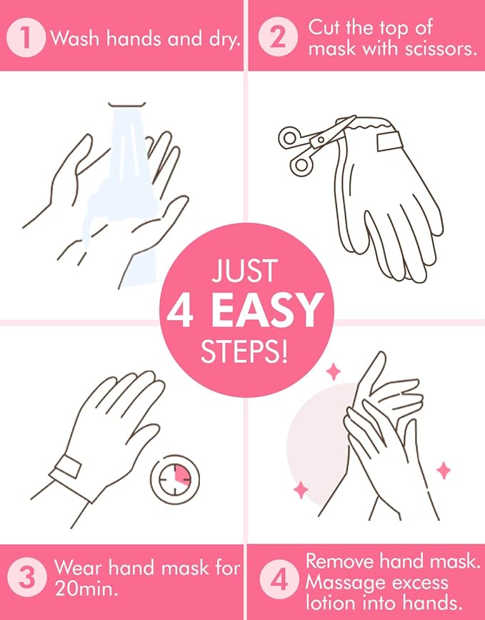 DERMAL Moistfull Silky Hand Mask Gloves 3 Pairs for Dry Hands - Intensive Repairing with Collagen and Shea Butter - Nourishing & Moisturizing Renew Hand Mask - Refreshing Peach Scent