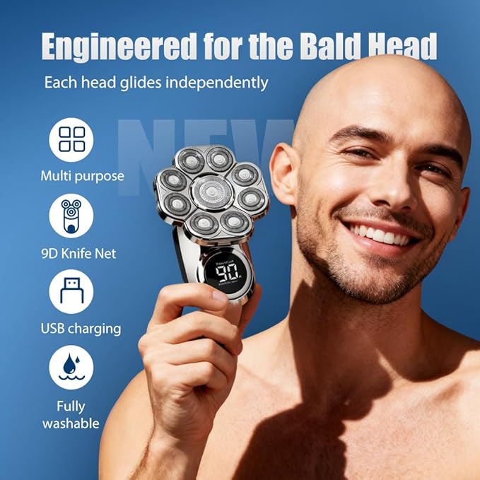 Electric Razor for Men, 9.0 Shaver - IPX7 Waterproof Wet Dry Razor, Rechargeable Cordless with Smart Screen Display, Magnetic Detachable Blades (Luxury Version)
