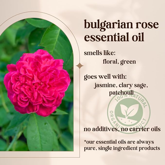 Avivni Bulgarian Rose Otto Essential Oil - 100% Pure & Natural, Undiluted for Aromatherapy, Hair, Diffuser (0.33oz - 10ml)