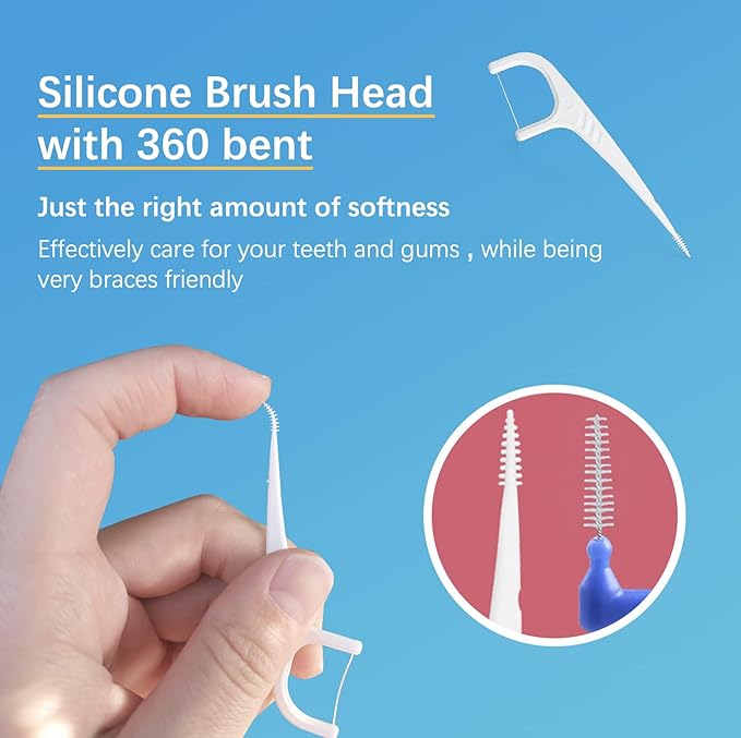 Dental Floss Picks -Automatic Floss Pick Dispenser, Tooth Picks Flossers with Soft Brush, Pop Up Floss Picks Holder Organizer, More Hygienic for Bathroom and Travel, No Break Flosser (92)