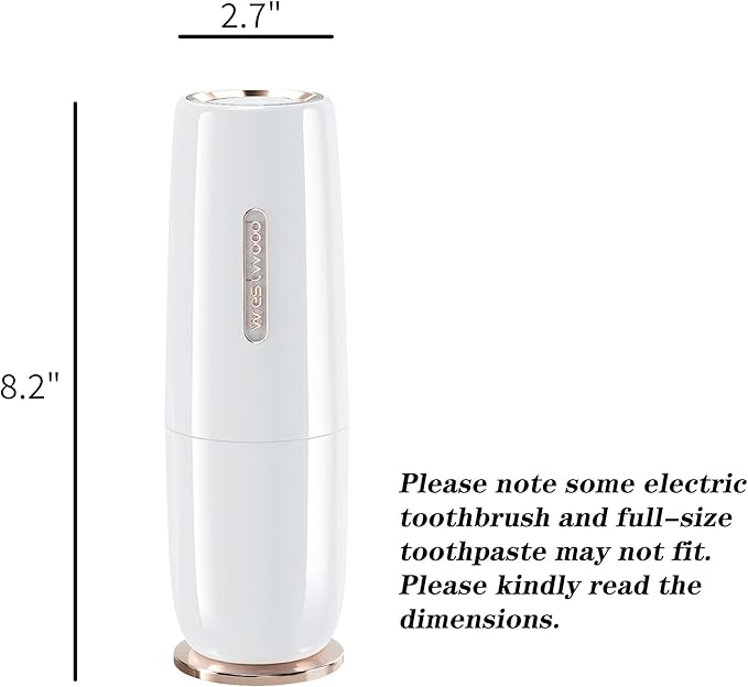 Luxury White Toothbrush Travel Case, Portable Travel Toothbrush & Toothpaste Holder Cover Organizer Container with Mouthwash Cup for School, Camping, Business Trip, Bathroom Storage