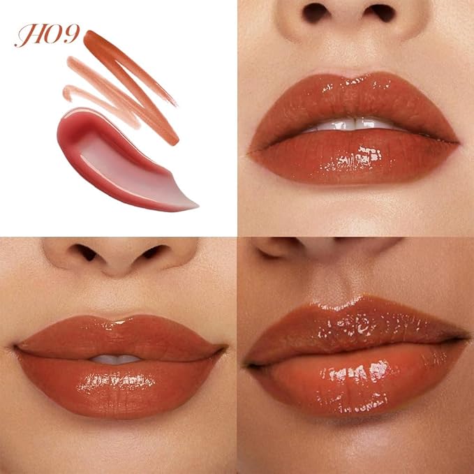 evpct ‌Red Brown Matte Liquid Lipstick Marker Pen Lip Liner Set with Glitter Lip Oil, 2 in 1 Lipgloss Lipstick Long Lasting Waterproof for Women, Longwear Lips Stain 24hr Original Smudge Proof labial