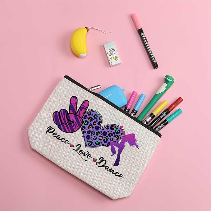Dance Bag Dance Gifts Dance Stuff Makeup Bag Graduation Mothers Day Birthday Dance Teacher Gift Recital Gift for Women Dance Lover Coach Teacher Dancer Best Friends Daughter Sister Cosmetic Bag
