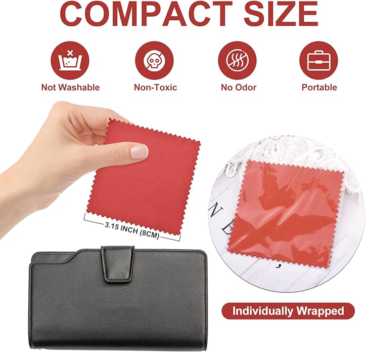 SEVENWELL 50pcs Jewelry Cleaning Cloth Pink Polishing Cloth for Sterling Silver Gold Platinum Small Polish Cloth 8x8cm