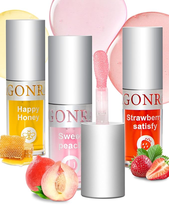 3Pcs Hydrating Lip Oil Set，High Moisturizing Lip Glow Hydrating