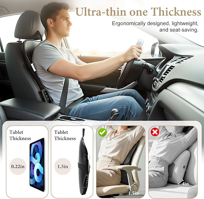 Wireless Shiatsu Neck and Back Massager with Heat,3D Kneading Up & Down Rolling for Neck, Back,Shoulder Pain Relief,Portable Deep Tissue Massage Pillow for Home,Office,Car Use,Ideal Gift for Mom&Dad