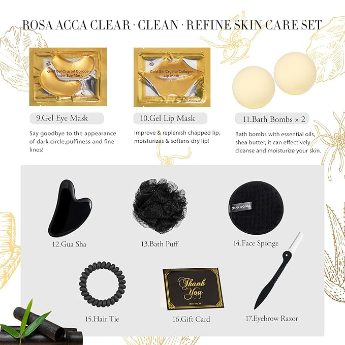 Valentines Day Gifts for Women & Men, Charcoal 23 Pcs Skin Care Set, Bath and Body Kit, Spa Gift Set, Birthday Gifts, Serum, Face Oil, Sheet Mask, Clay Mask, Bath Bombs, Christmas, Mother Day, Dad