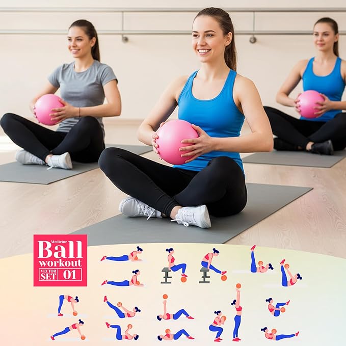 Aoriher 10 Pcs Small Exercise Pilates Ball 9 Inch Mini Yoga Balls Anti Burst and Slip for Stability, Fitness, Physical Therapy, Stretching & Core Strength Workout at Home Gym Office