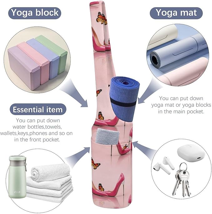 Portable Single Shoulder Yoga Mat Bag Carrier with Pocket Spacious Storage for Yoga Gym Fitness