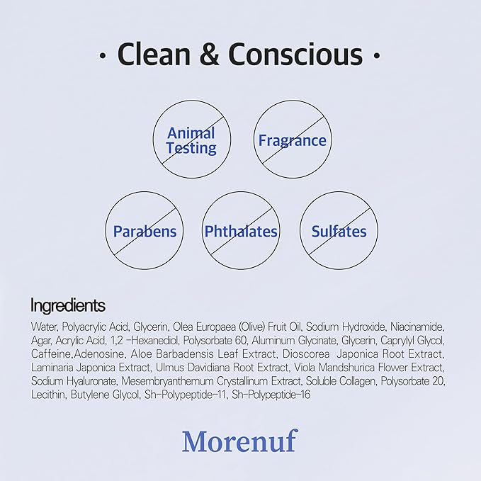 MORENUF Hydrogel Collagen Real Cool 6 Pairs of Eye Patches & Hydrating Roll-On Serum Set for Dark Circles and Puffiness - Hyaluronic Acid and Caffeine Eye Serum Korean