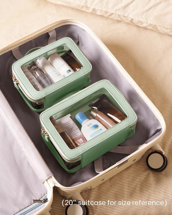 Oaque Clear Cosmetic Bag Set for Women Makeup Bag with Handle, 3 Pcs Travel Toiletry Bag Transparent Cosmetic Case Portable Make Up Organizer Bag for Essentials