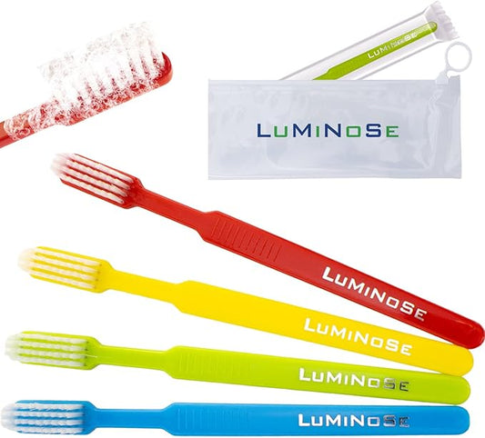 Omnia Disposable Pre-Pasted Toothbrushes | 200 Pcs Individually Wrapped Pre Pasted Toothbrush | Single Use Waterless Tooth Brush for Hotel, Camping, Homeless Gift | Multi Color