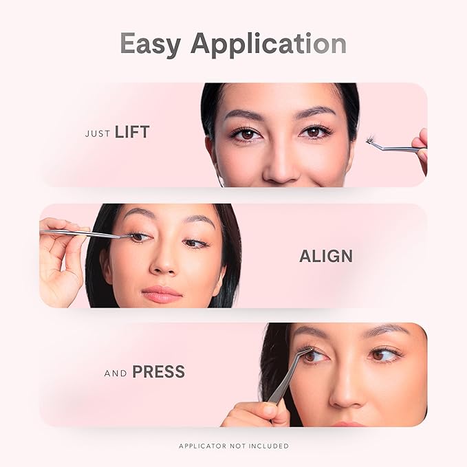 Silly George PopOn Lash 84 Cluster Pre-Glued Featherlight Bionic Silk 5 to 10 Day Wear Press-On Lash Bundle with 60 Pack MultiLength Plus 24 Pack Single Size Black Rosy 10mm