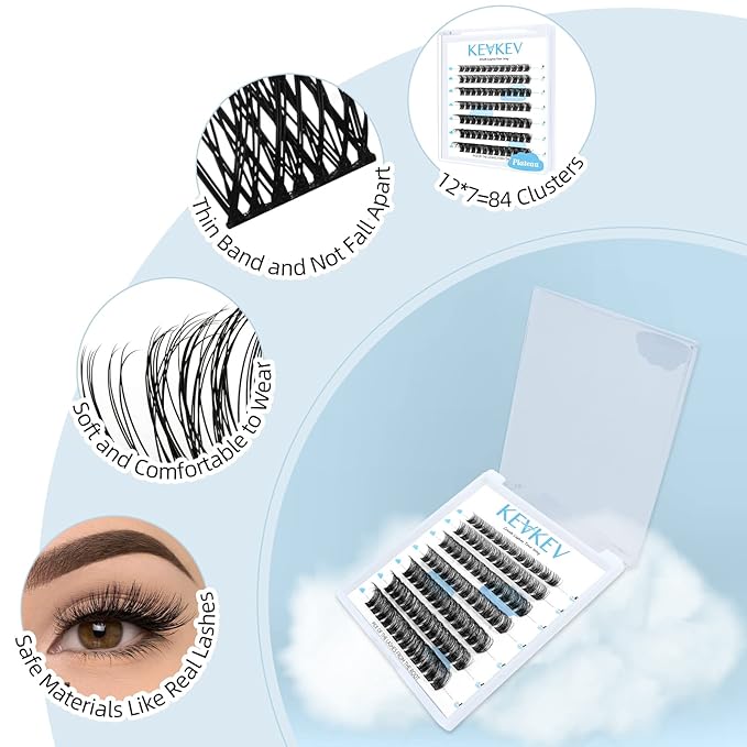 Lash Clusters 84 Pcs Cluster Lashes Eyelash Clusters DIY Cluster Eyelash Extensions Individual Lashes Thin Band & Soft(Plateau,D-8-16mix)