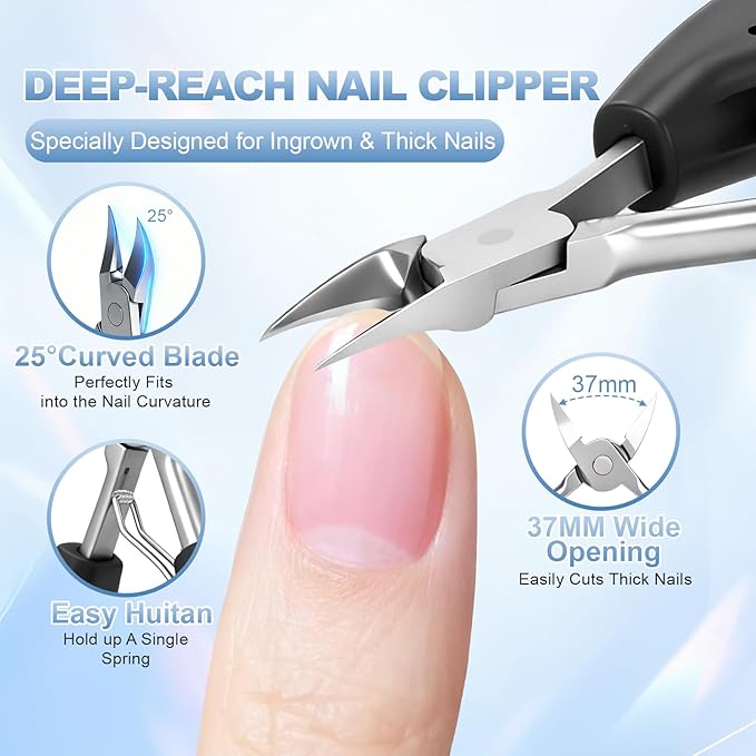 Upgraded Senior-Friendly Heavy-Duty Toenail Clipper, Large-Size Angled Toenail Clipper for Men, Seven-Angle Curved Nail Clippers, Heavy-Duty Wide-Blade Ingrown Toenail Specific Nail Clipper.