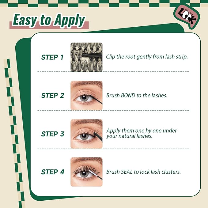 KEYYOU Lash Clusters Individual Lashes 280pcs D Curl Eyelash Extension for DIY at Home(30D40D-0.07D-9-16MIX)