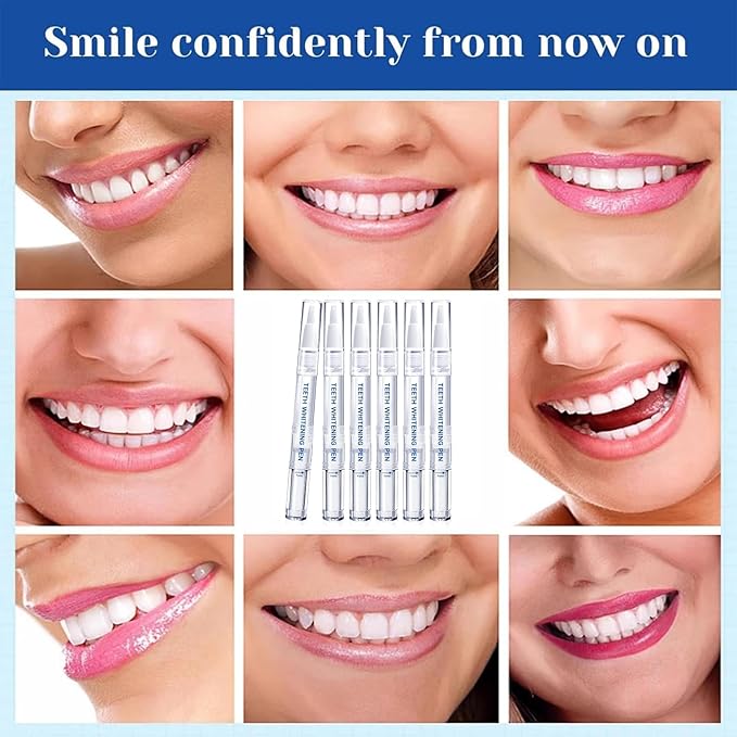 Teeth Whitening Pen (6 Pack) Professionally Stain Removal Teeth Whitening Gel Formula,No Sensitivity, Enamel Safe, Travel-Friendly Teeth Whitening Gel Pen, Gentle Formula