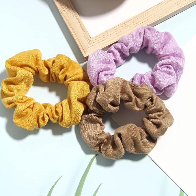 12pcs Cotton Hair Scrunchies Single Jersey Solid Color Ponytail Holders Elastic Hair Ties for Women Accessories (Lilac)
