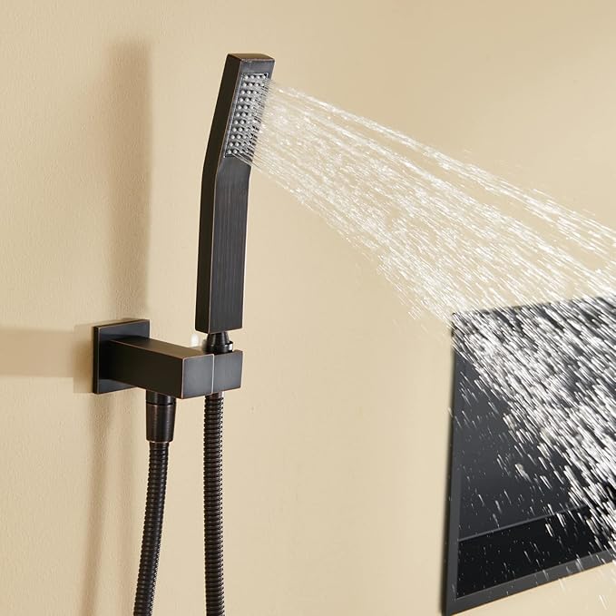 Artiqua Rain Shower System 12 Inches Shower Combo Set Oil Rubbed Bronze Wall Mount Faucet Bathroom Faucets with Rainfall Shower Head and Hand Shower