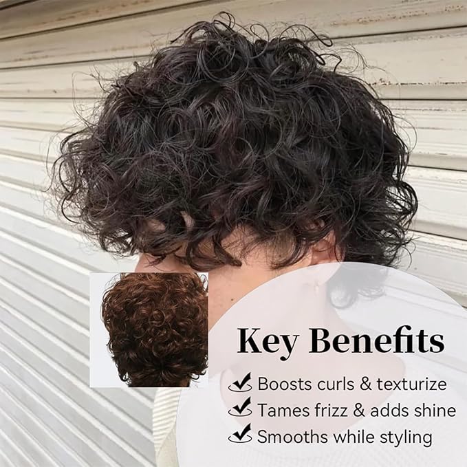 Men's Curl Defining Cream, Long - Lasting Hold Styling Cream for Curly Hair, Hydrates & Boosts Bounce, Frizz Control Adds Shine & Volume Non-Greasy Formula, 280g